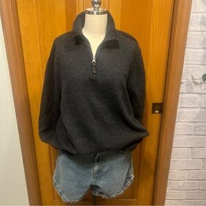 American Eagle Boyfriend Style 100% Cotton XXL Unisex 1/4 Zip Dk Gray Sweater